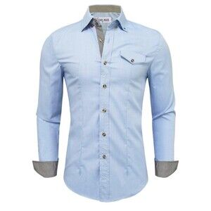Tom’s Ware Men's Inner Plaid Oxford Long-Sleeve Button-down Shirt BLUE XXL